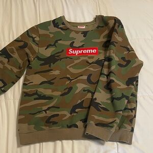 Supreme Green Camo Box Logo Crewneck Sweatshirt